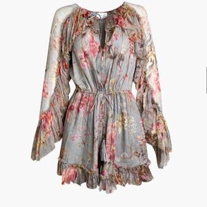 Zimmermann silk Floral Long Sleeve Romper